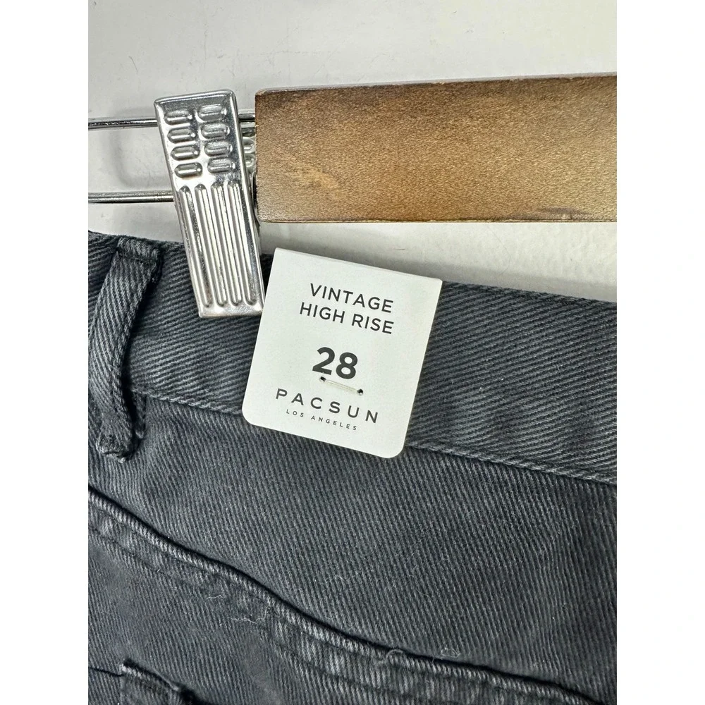 PacSun Denim Shorts 28 Black Vintage High Rise‎ Distressed Raw Hem Y2K Grunge
